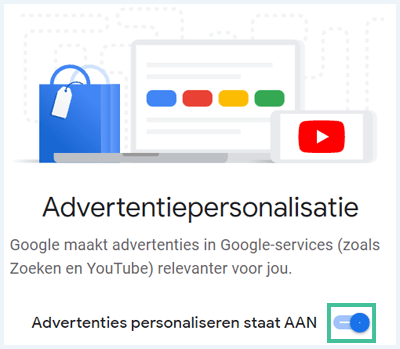 Screenshot van het Google-scherm 