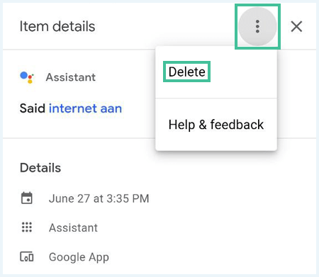 Item details van een opname waarbij