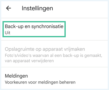 Instellingen in Google Foto's