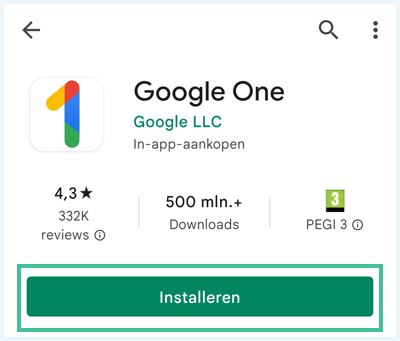 Google One VPN app in de playstore