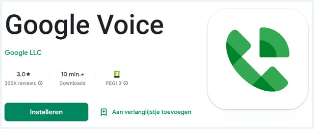 Google Voice app in Play Store
