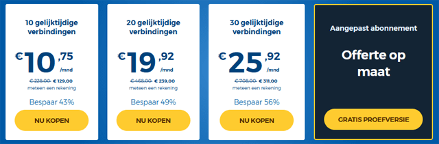 HMA prijzen voor zakelijke gebruikers