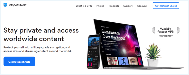 Hotspot Shield website homepage