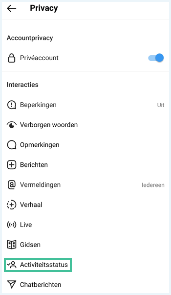 Instagram menu