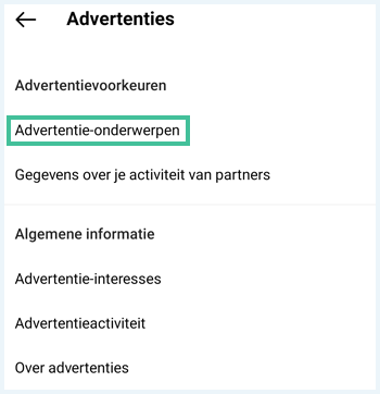 Instagram menu