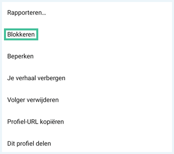 Instagram menu waar de optie