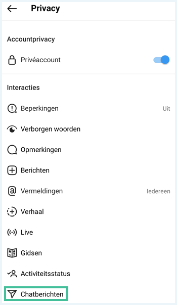 Instagram menu