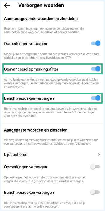 Instagram scherm