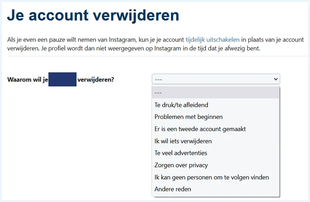 Instagram scherm
