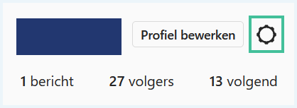 Instagram profiel waarbij het tandwieltje is uitgelicht
