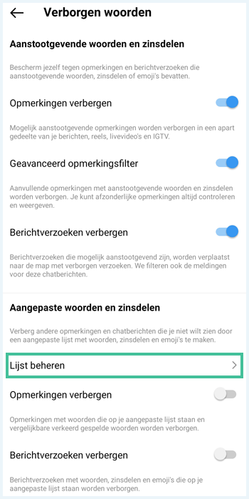 Instagram scherm