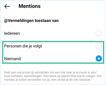 Instagram scherm