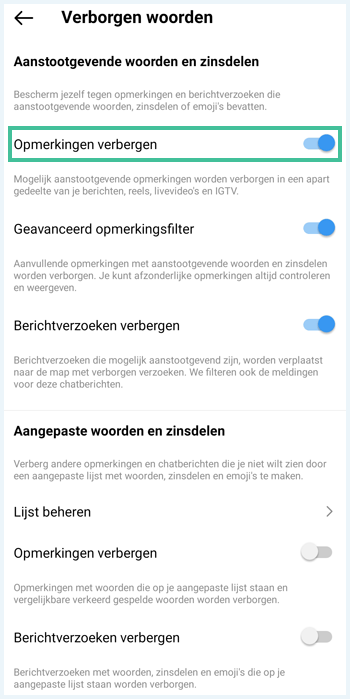 Instagram scherm