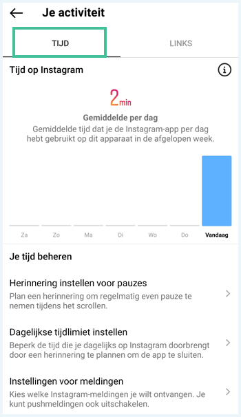 Instagram scherm