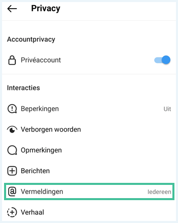 Instagram menu
