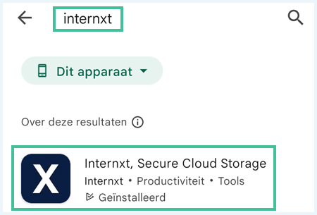 Internxt in de Google Play Store