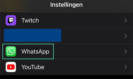 Screenshot van het appoverzicht in de iOS Instellingen