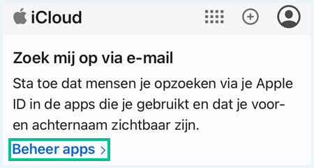 iCloud website waarbij