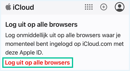 iCloud website waarbij