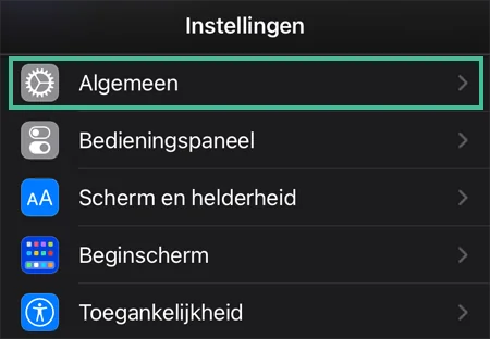 iOS instellingen waar