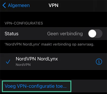 iOS VPN-instellingen waar