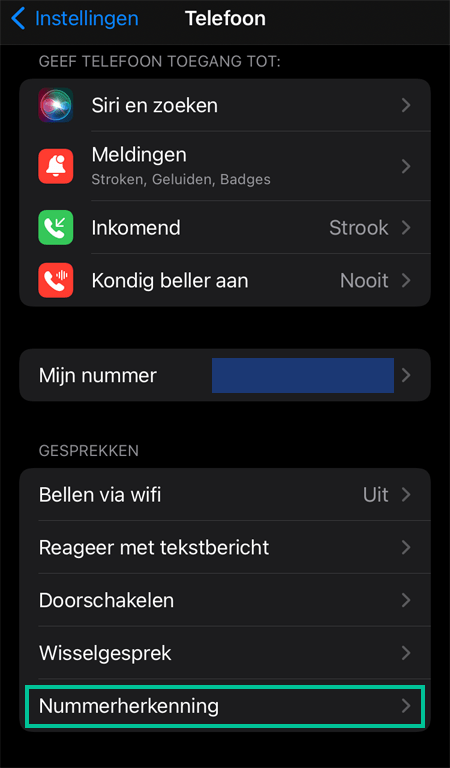 iPhone menu
