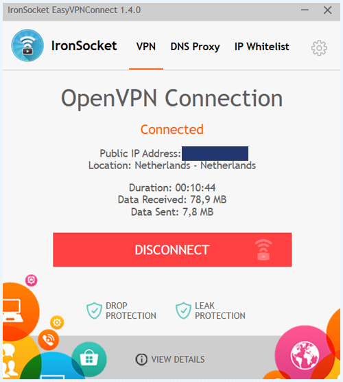 IronSocket VPN verbonden