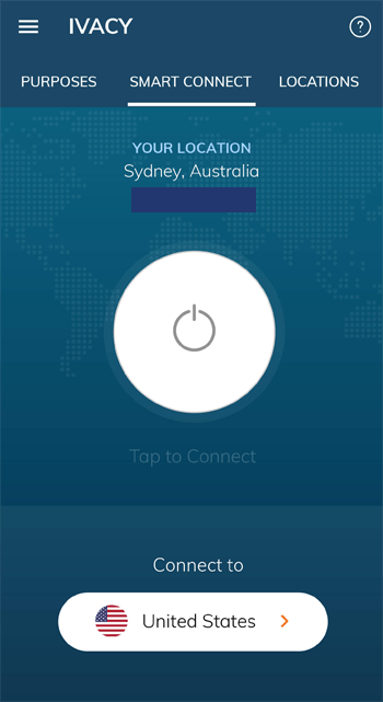 Ivacy app scherm op smartphone