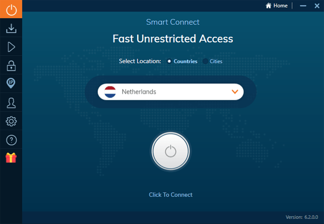 Ivacy software waarbij de VPN uitstaat
