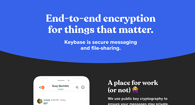 Homepage van de Keybase website