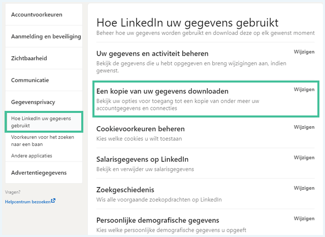 Screenshot van LinkedIn waarbij