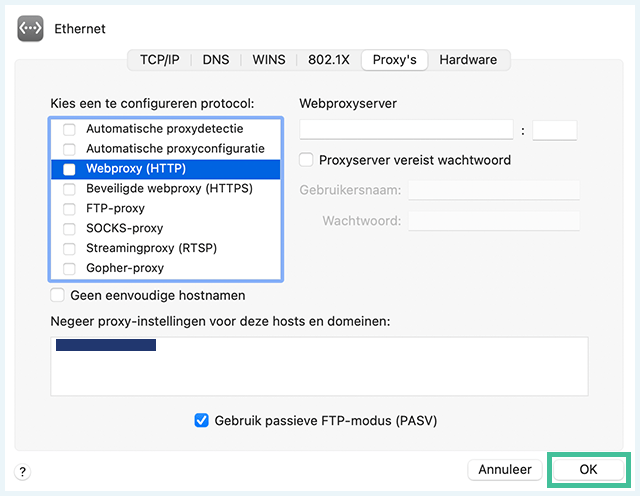macOS scherm
