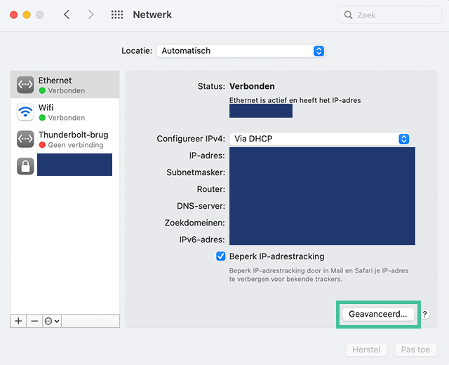 macOS scherm