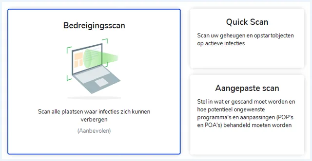 Malwarebytes software Scanopties