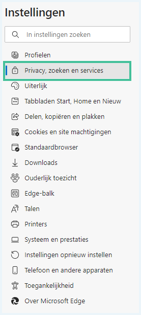 Microsoft Edge menu