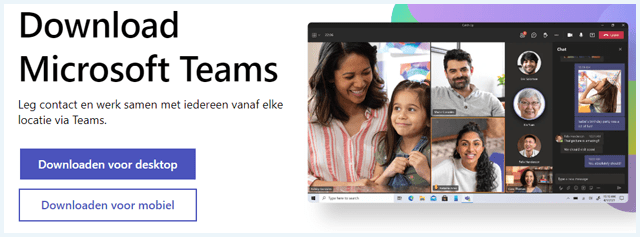Microsoft Teams downloadpagina op website