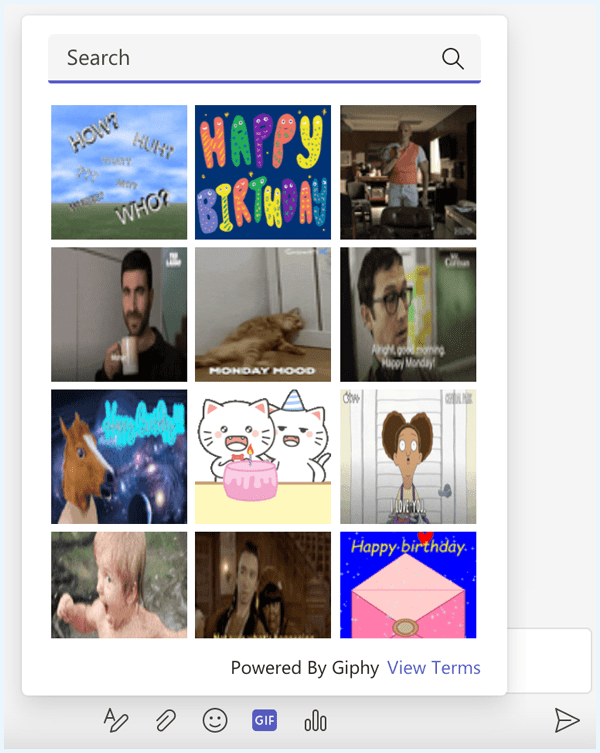 Giphy op Microsoft Teams