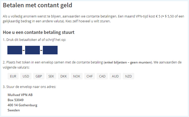 Stappen op een VPN te kopen bij Mullvad