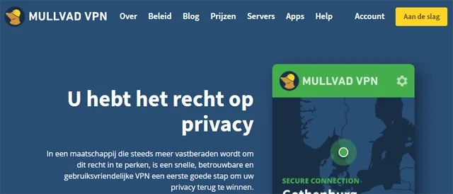 Mullvad VPN homepage