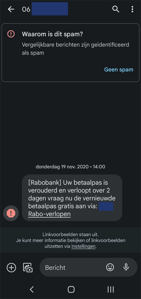Phishingbericht via SMS