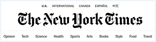New York Times dark web mirror homepage