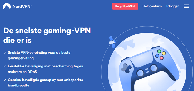 Gaming-landingspagina op de NordVPN Website