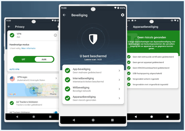 Norton website waar ze het uiterlijk van hun mobiele app hebben weergegeven