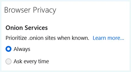 Browser Privacy instelling