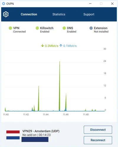 OVPN app verbonden