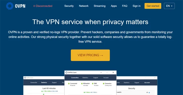 OVPN website homepage