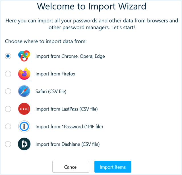 Passwarden Import Wizard
