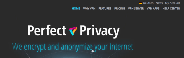 Perfect Privacy VPN homepage