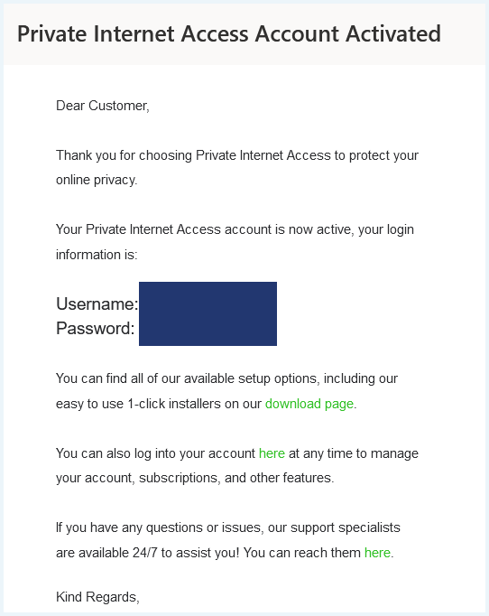 PIA activatie e-mail