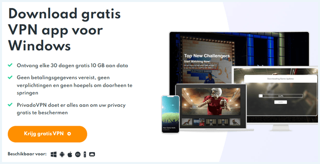 PrivadoVPN pagina 
